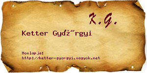 Ketter Györgyi névjegykártya